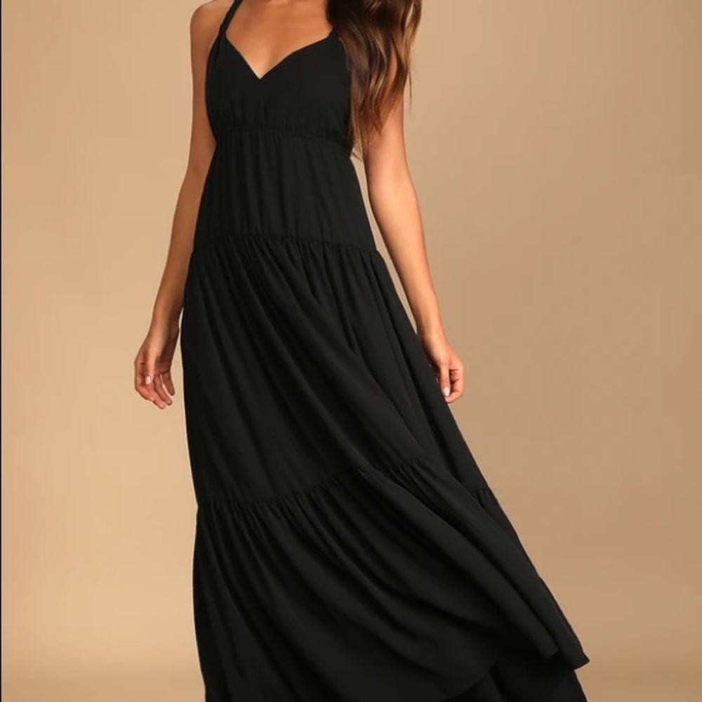 Sunshine bound black tiered dress